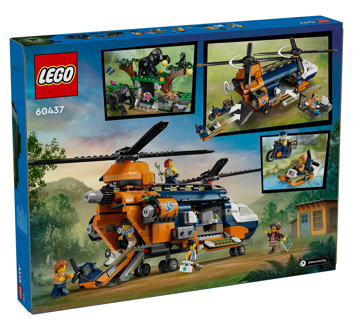 LEGO City Jungle Explorer Helicopter At Base Camp Set 60437 (881 Pieces)