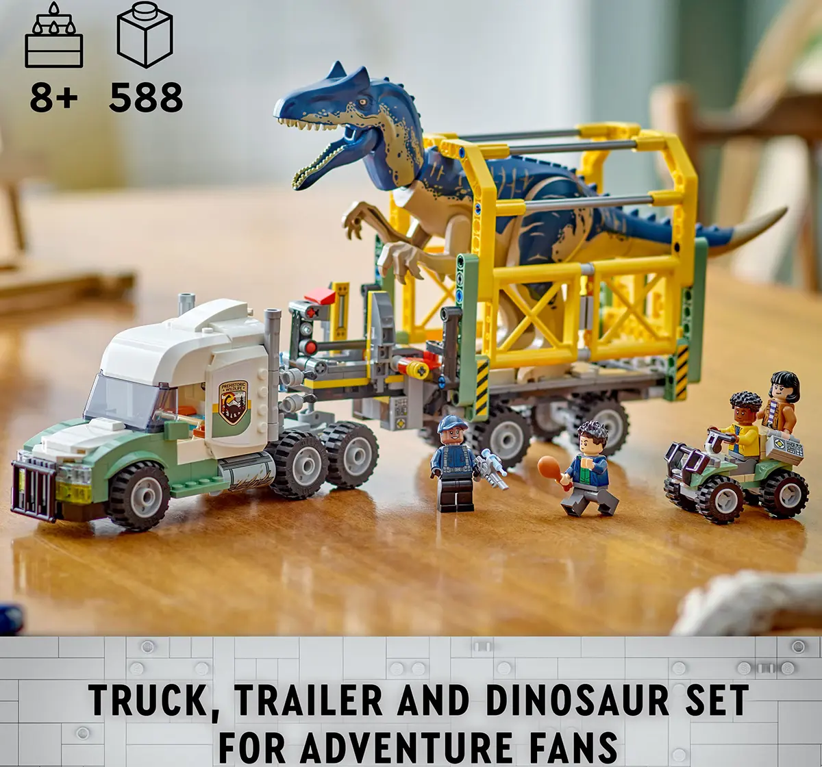 LEGO Jurassic World Dinosaur Missions: Allosaurus Transport Truck 76966 (588 Pieces)