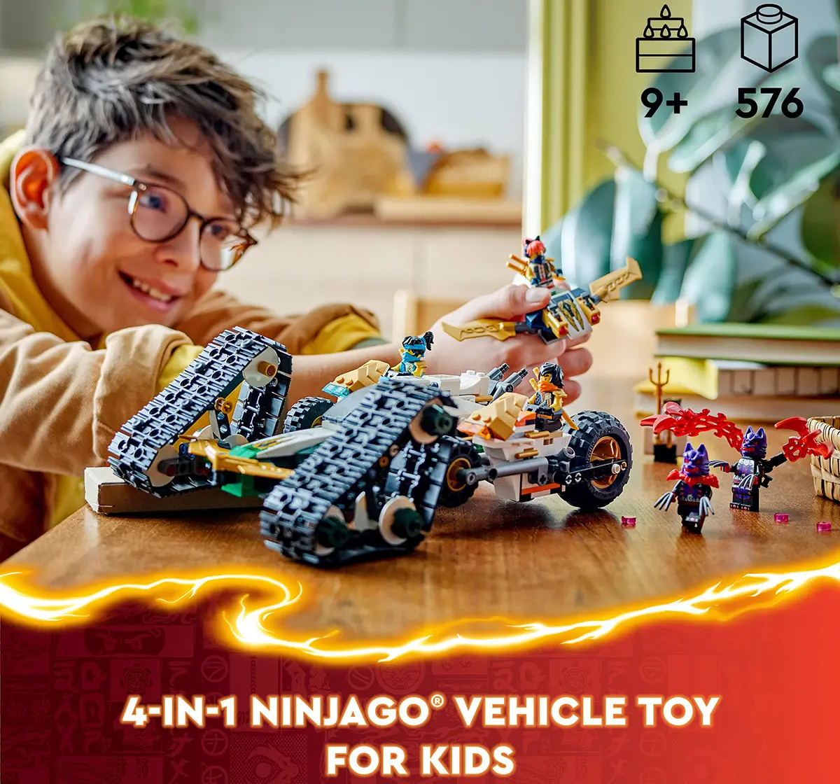 LEGO Ninjago Ninja Team Combo Vehicle 4-In-1 Toy 71820 (576 Pieces)