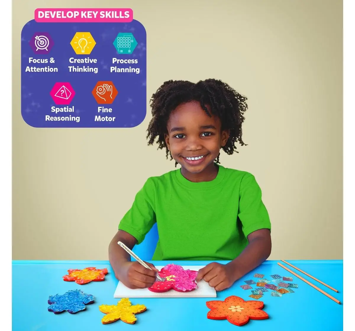 Skillmatics Poke-In Art: Flower Bouquet, No Mess Art For Kids, 4Y+