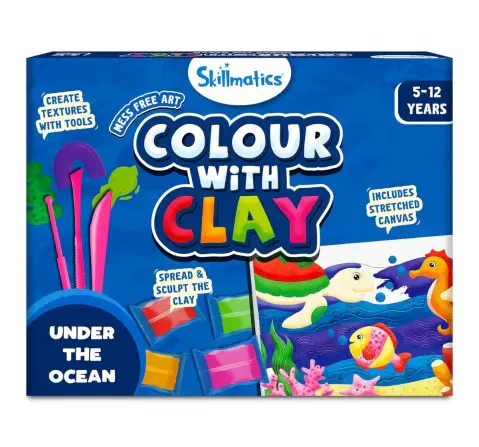 Skillmatics Colour With Clay: Under The Oceans, No Mess Art Clay Canvas, 5Y+