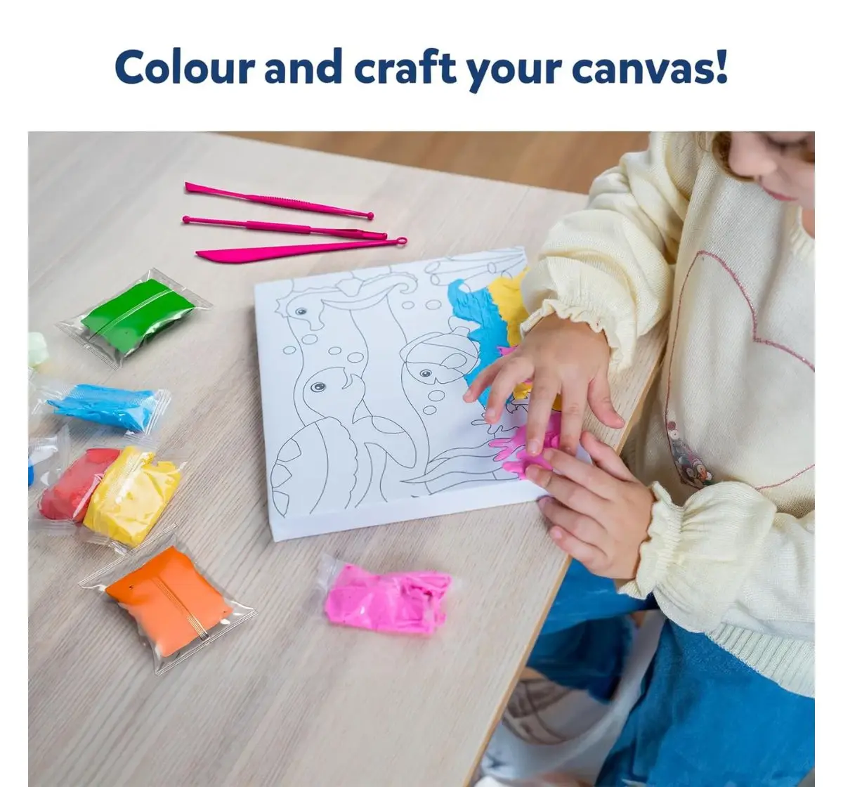 Skillmatics Colour With Clay: Under The Oceans, No Mess Art Clay Canvas, 5Y+
