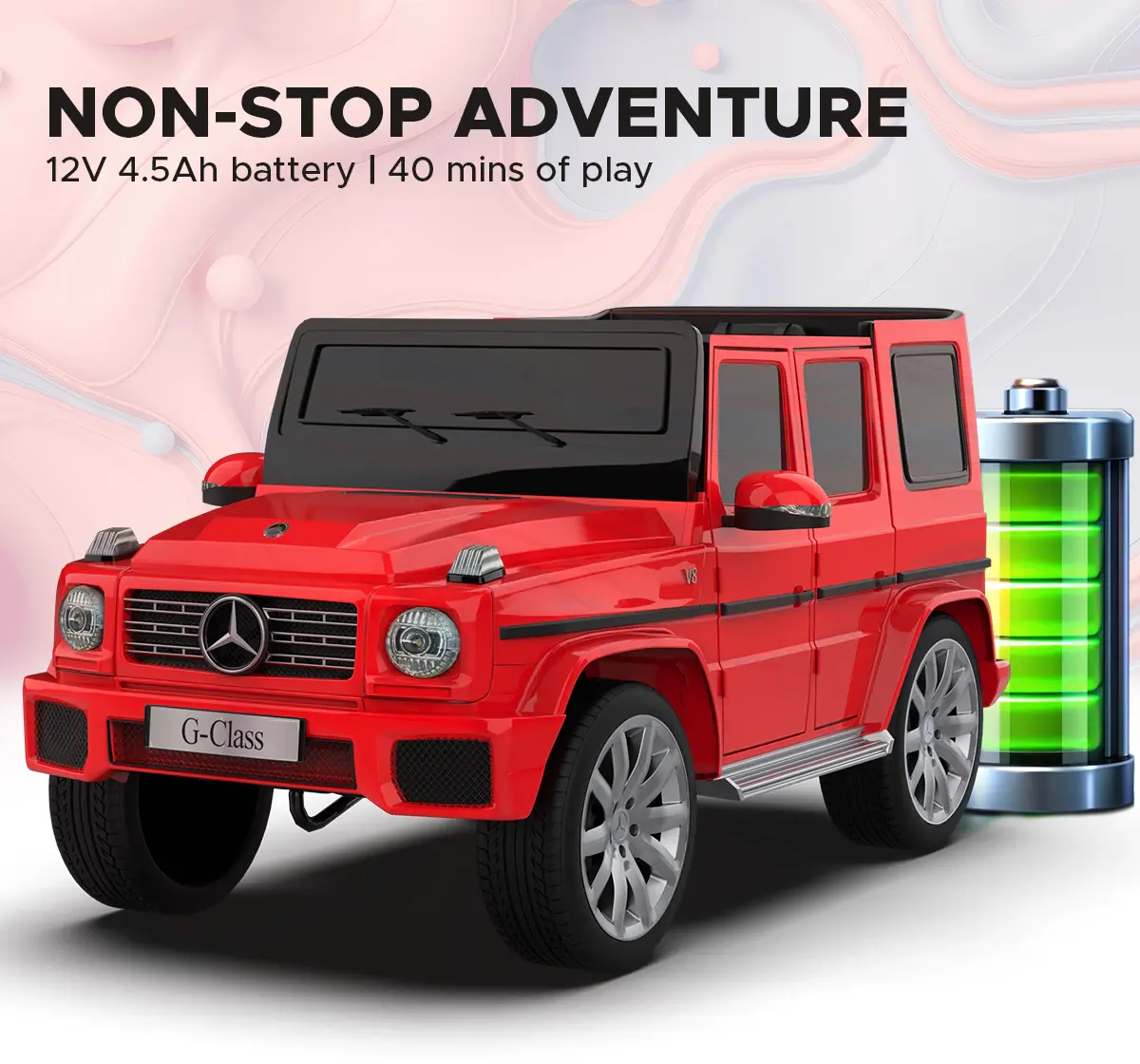 EMotorad Formula Fun Mercedes Benz G-Wagon Ride-On Car, Red, 3Y+, 6 Months Warranty