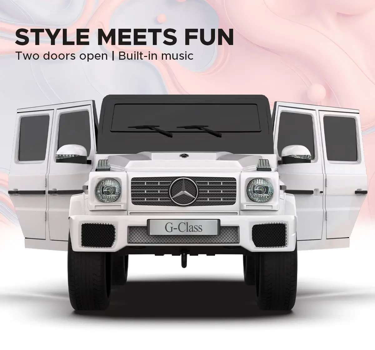 Emotorad Formula Fun Mercedes Benz G-Wagon Ride-On Car, White, 3Y+