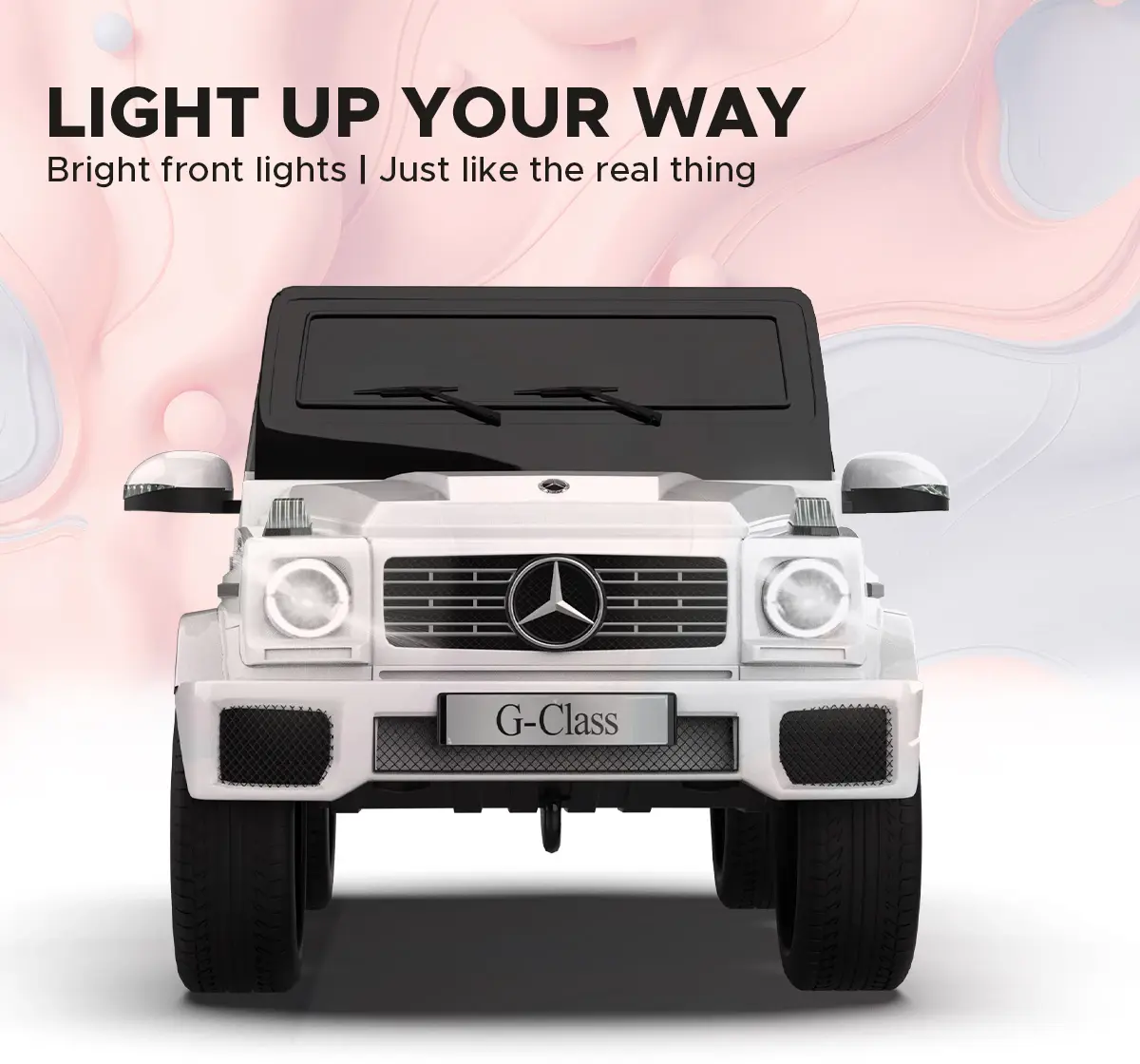 Emotorad Formula Fun Mercedes Benz G-Wagon Ride-On Car, White, 3Y+