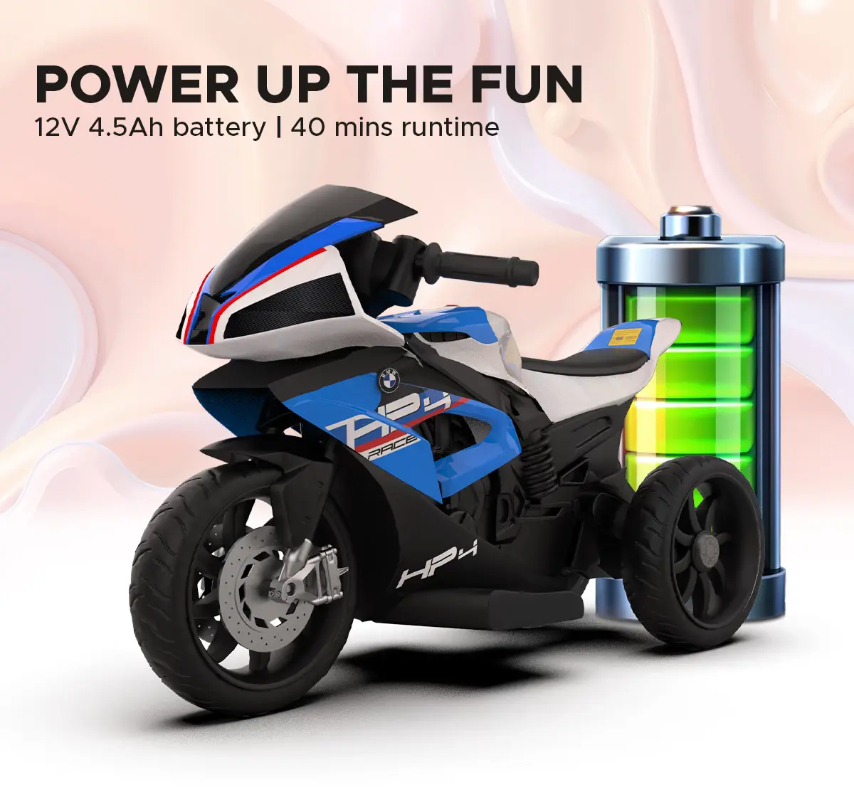 Emotorad Formula Fun BMW HP4 Ride-On Bike, Blue, 3Y+