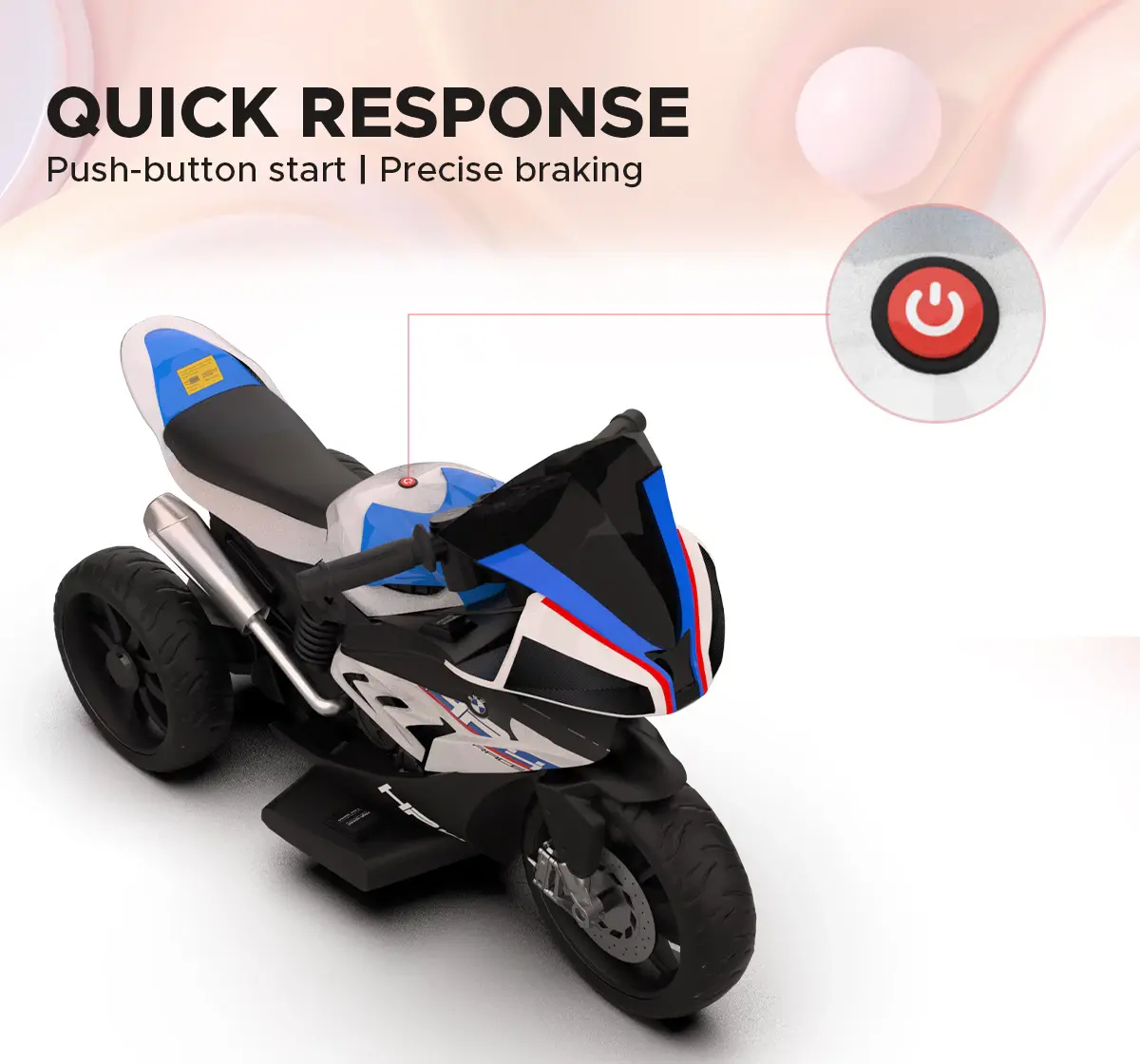 Emotorad Formula Fun BMW HP4 Ride-On Bike, White, 3Y+