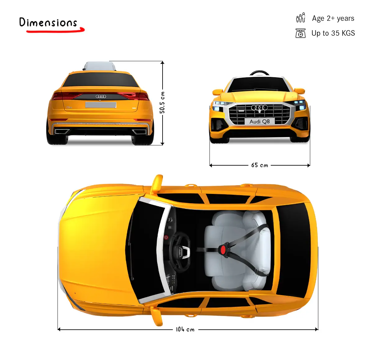 EMotorad Formula Fun AUDI Q8 TOY CAR (Orange), 3Y+