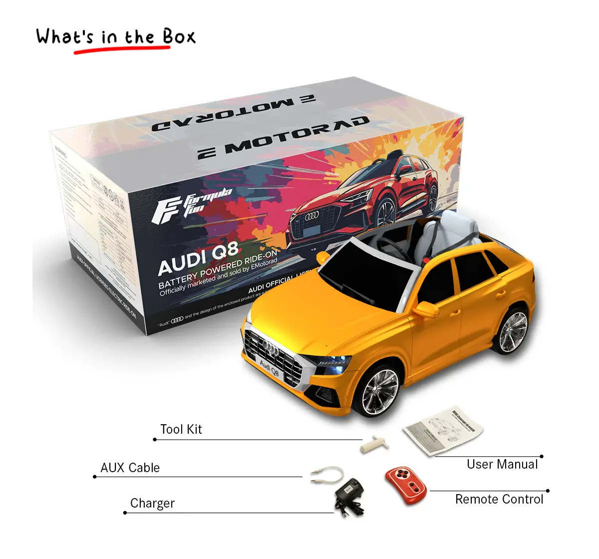 EMotorad Formula Fun AUDI Q8 TOY CAR (Orange), 3Y+