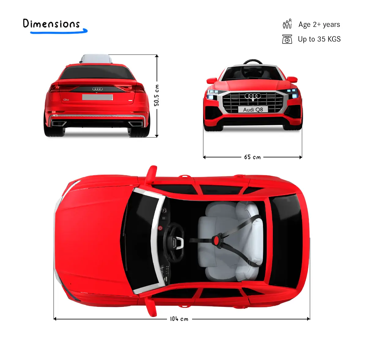 EMotorad Formula Fun AUDI Q8 TOY CAR (Red), 3Y+