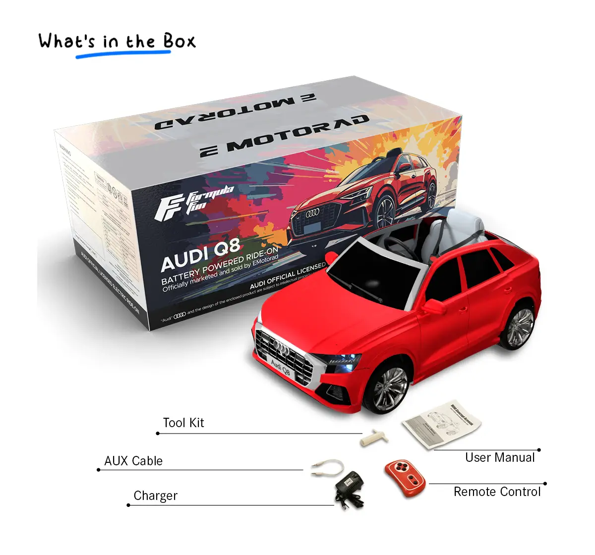 EMotorad Formula Fun AUDI Q8 TOY CAR (Red), 3Y+