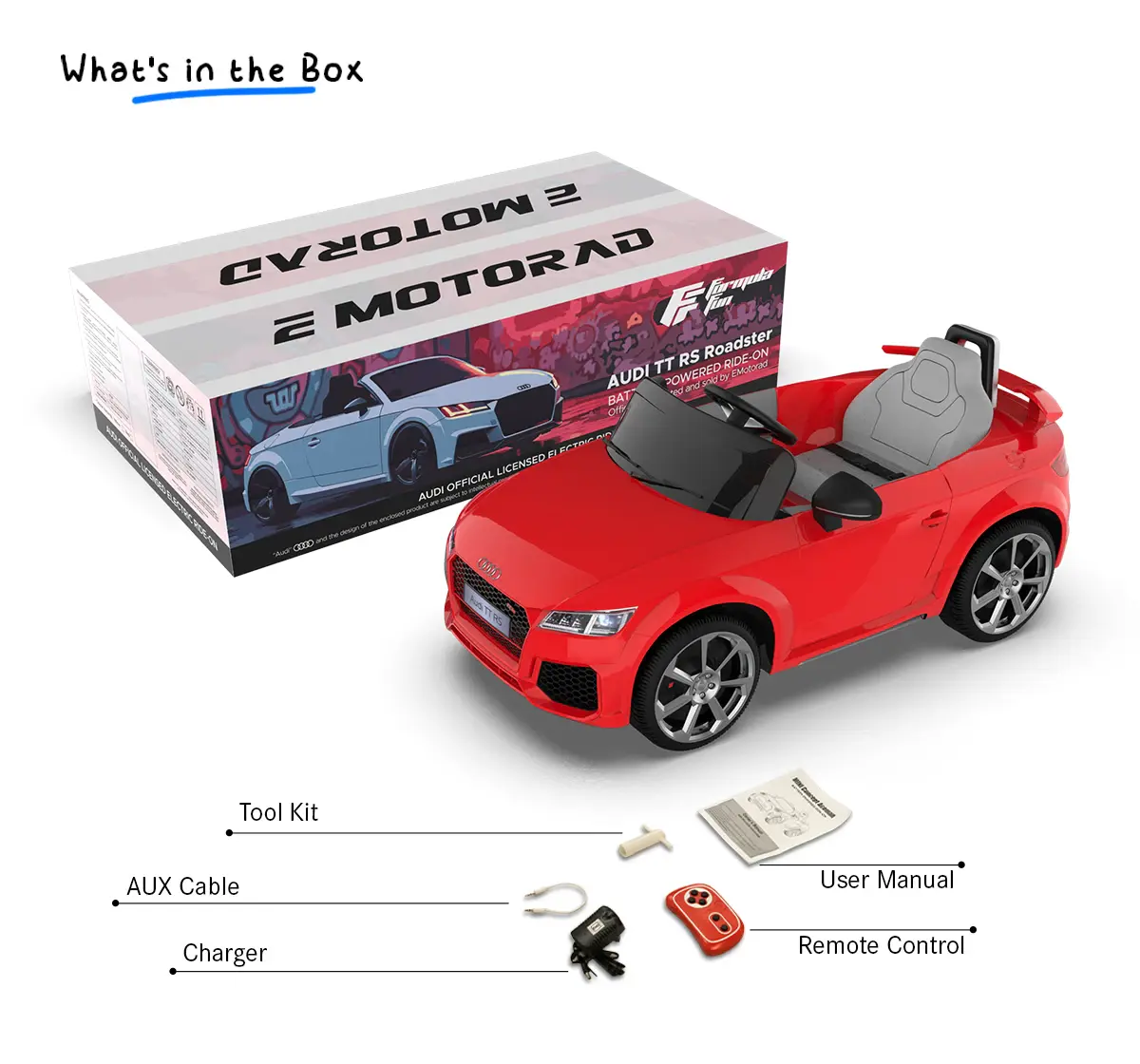 EMotorad Formula Fun AUDI TT RS TOY CAR (Red), 3Y+