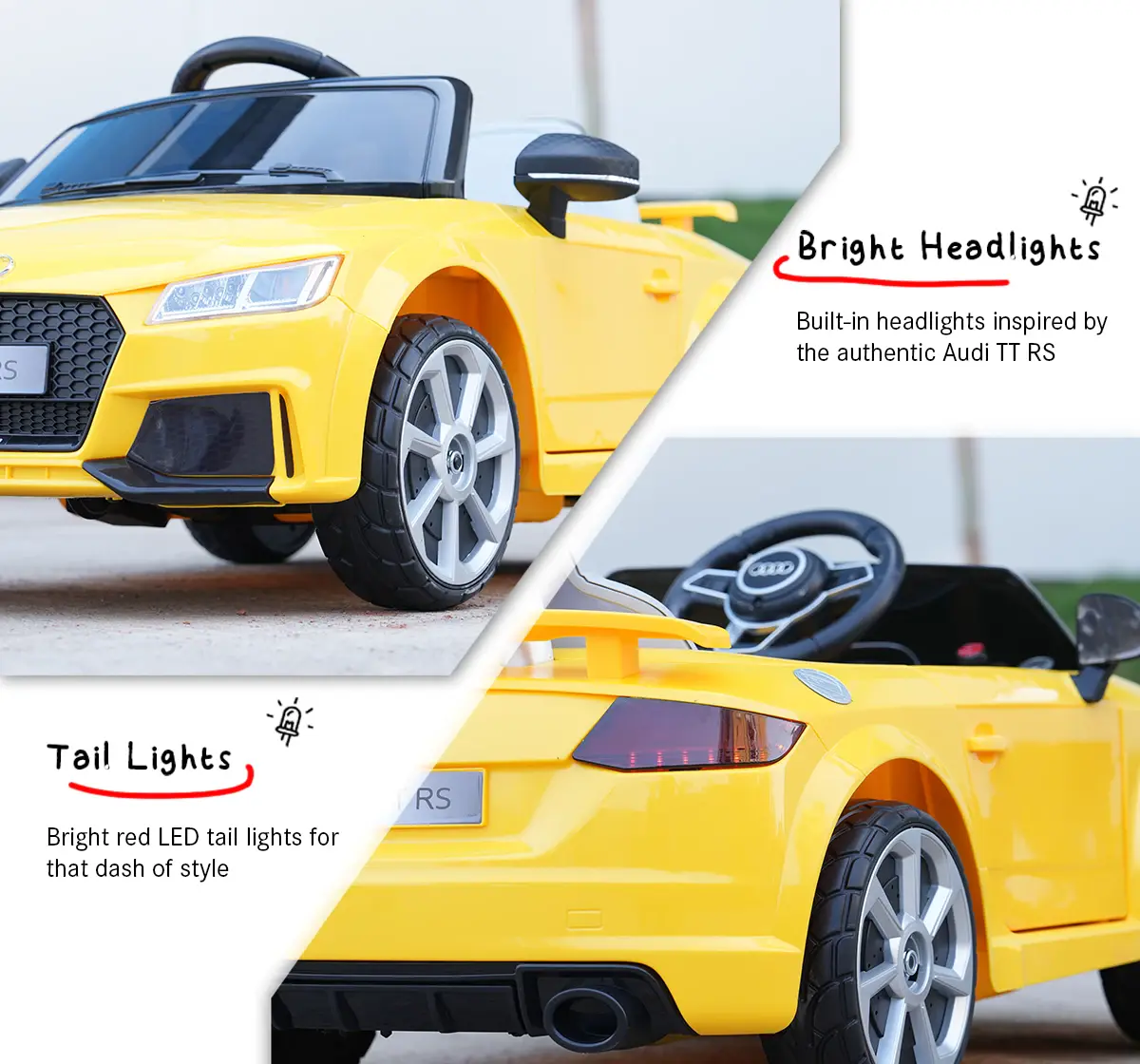 EMotorad Formula Fun AUDI TT RS TOY CAR (Yellow), 3Y+