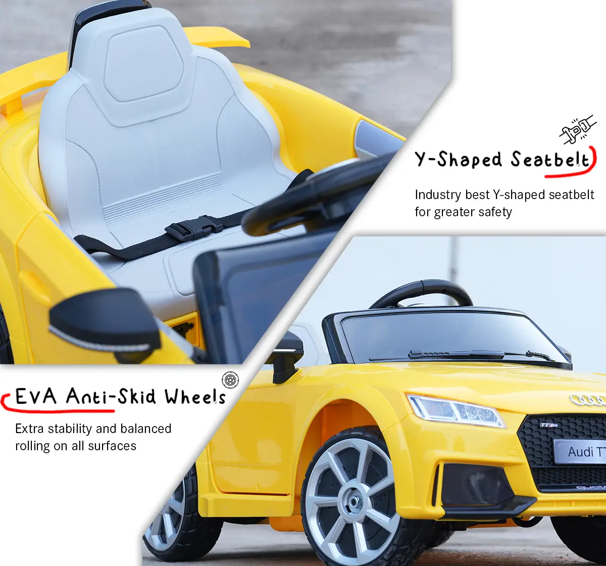 EMotorad Formula Fun AUDI TT RS TOY CAR (Yellow), 3Y+