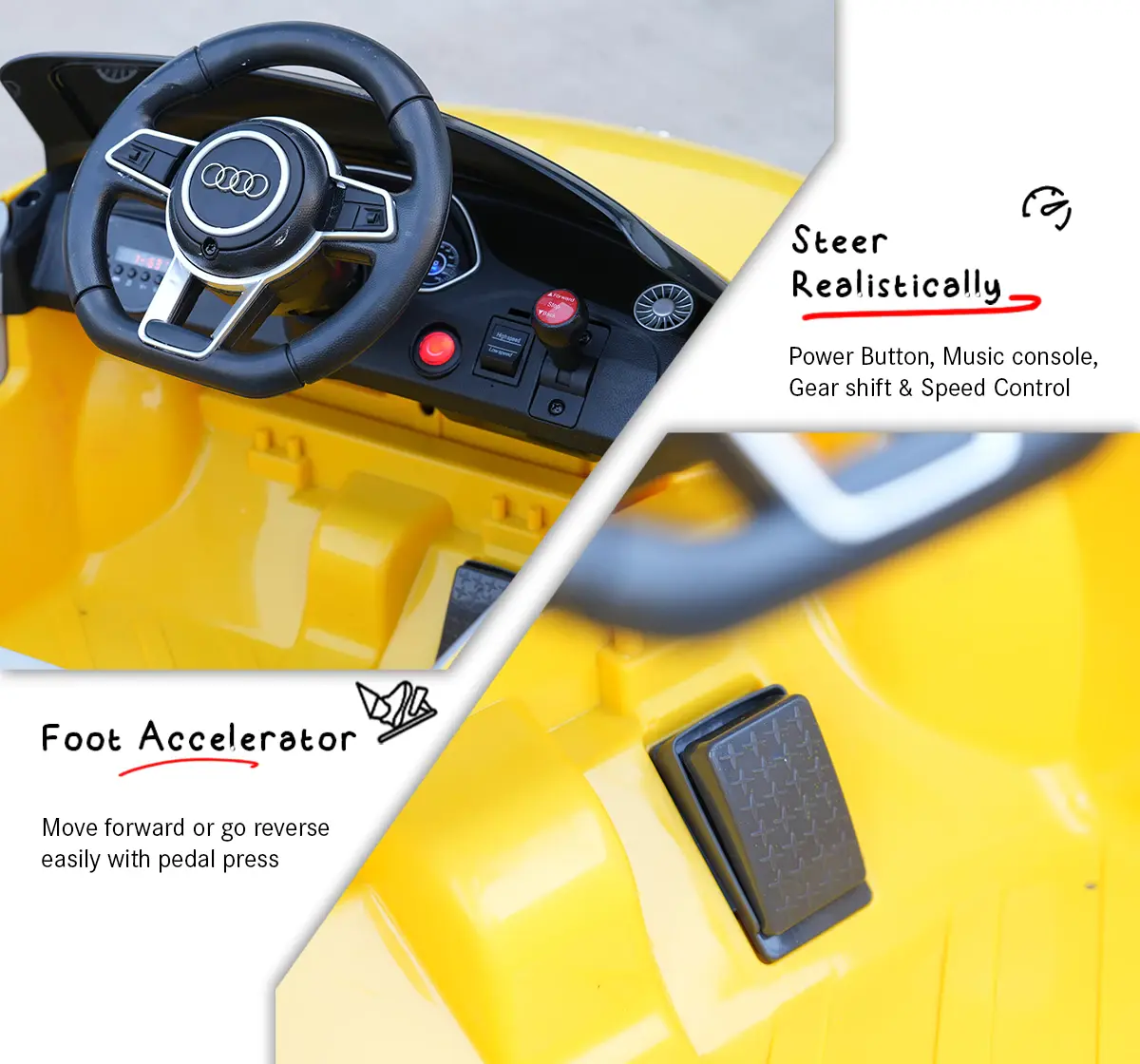 EMotorad Formula Fun AUDI TT RS TOY CAR (Yellow), 3Y+