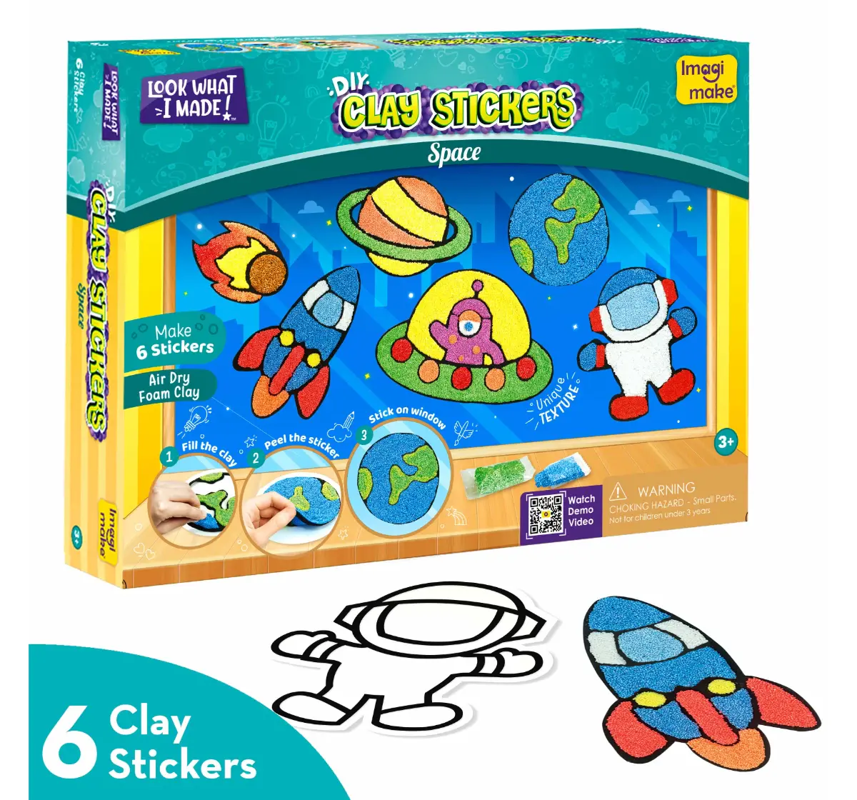 Imagimake Clay Stickers - Space Adventure, 3Y+