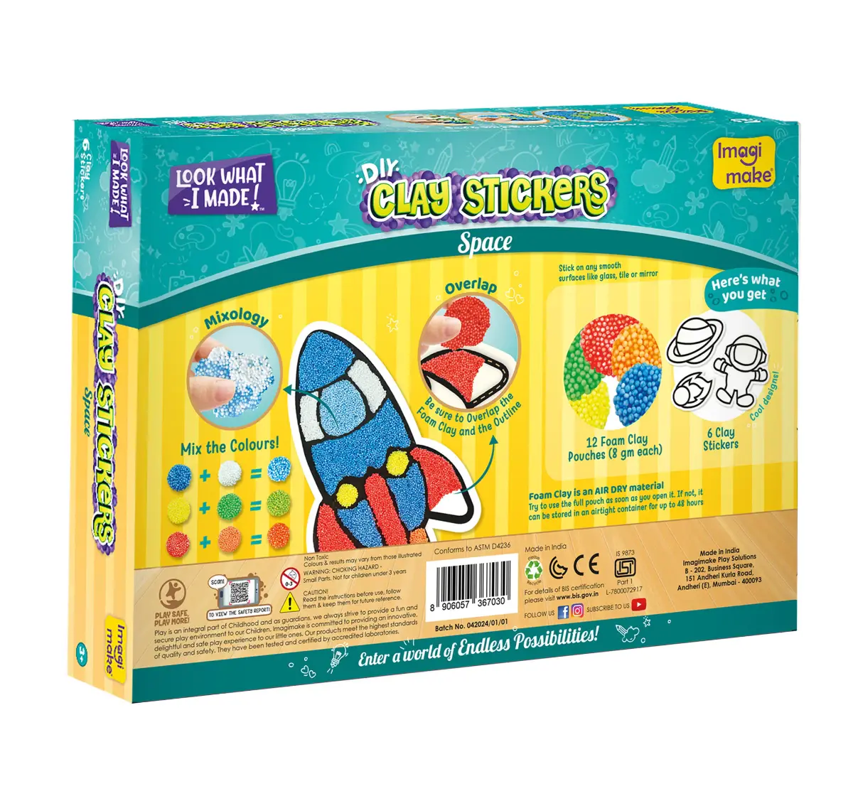 Imagimake Clay Stickers - Space Adventure, 3Y+