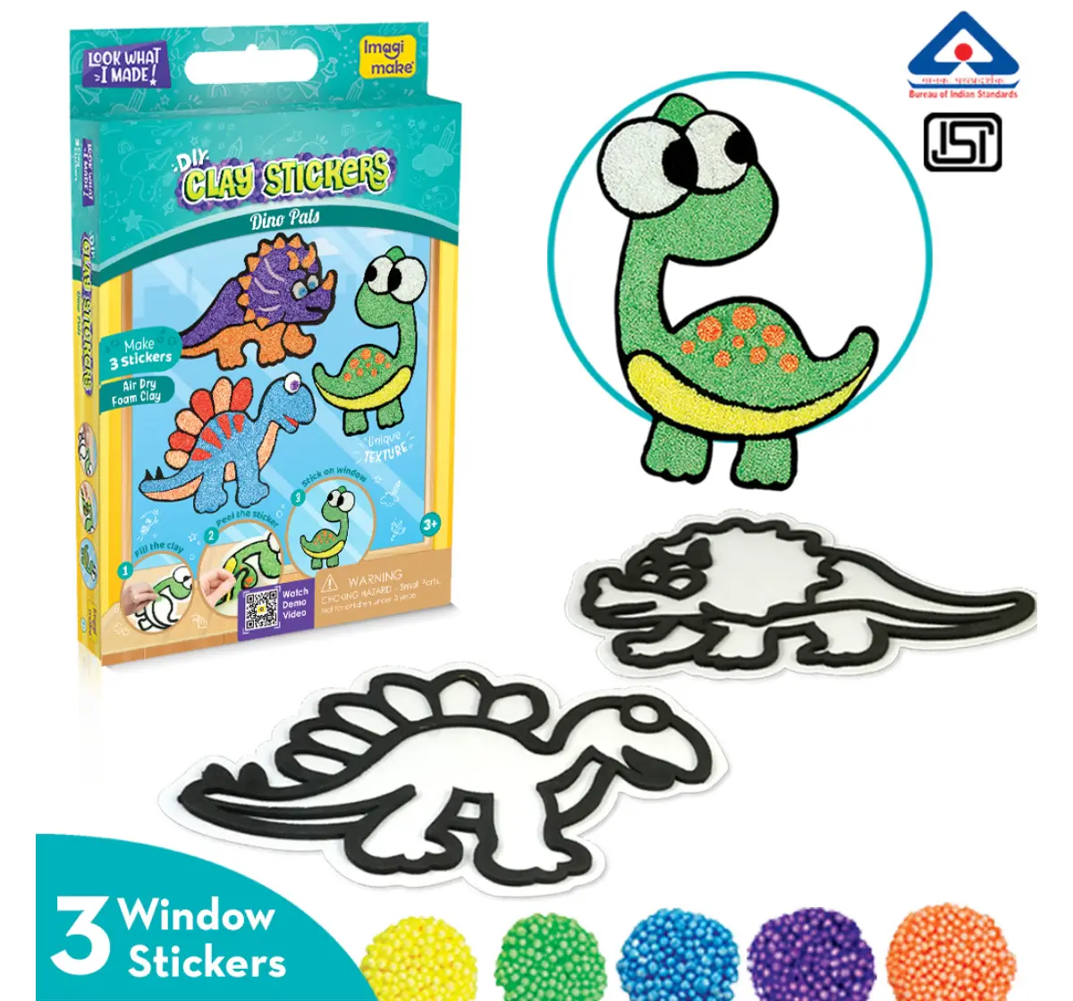 Imagimake Clay Sticker - Dino Pals, 3Y+