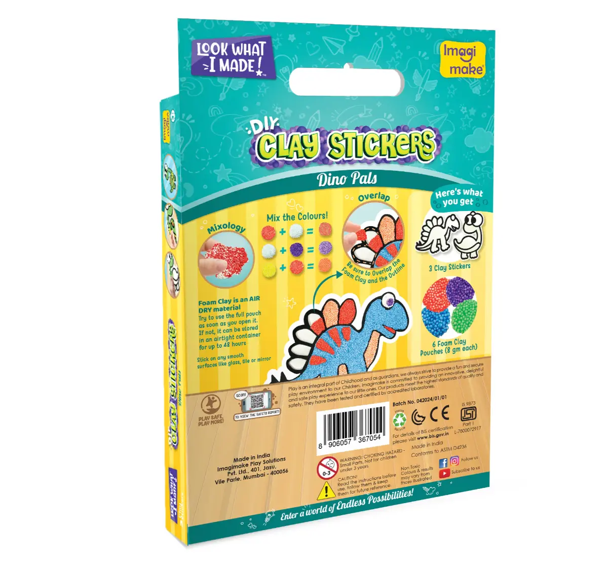 Imagimake Clay Sticker - Dino Pals, 3Y+