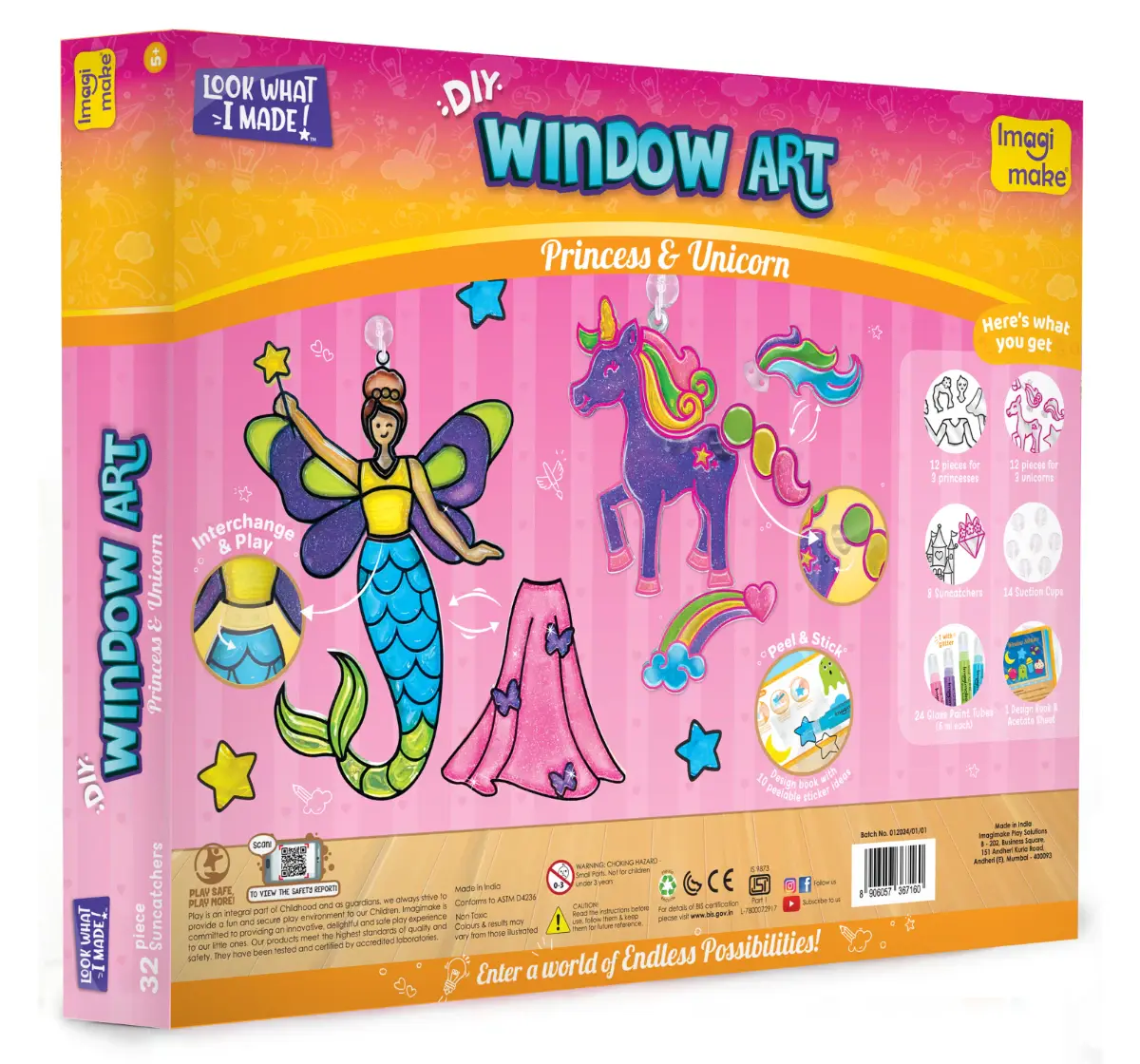 Imagimake Window Art Unicorn & Princess, 3Y+