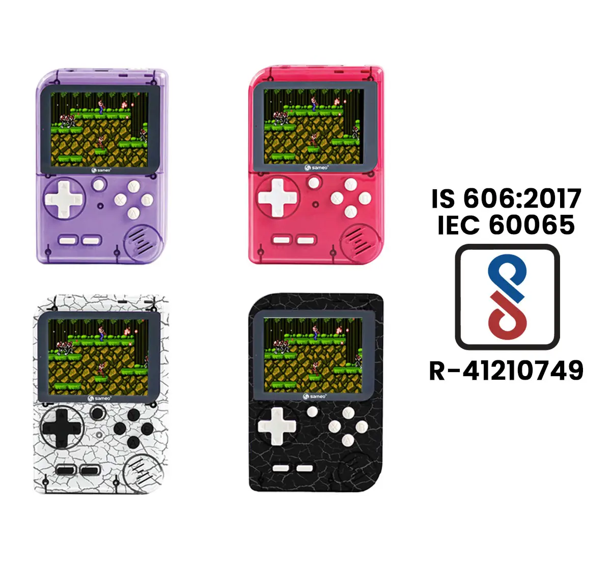 Sameo Dreamboy Retro Mini Handheld Rechargeable Video Game Console, 500 Classic Games, Compatible with TV, 8 Bit Classic, Ice Purple, 5Y+