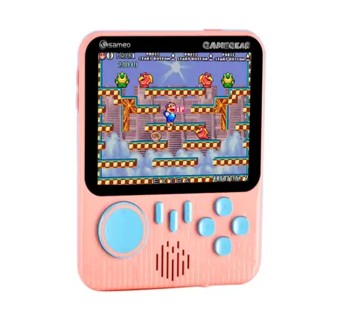 Sameo Gamegear Handheld Retro Mini Video Game Console, 666 Classic Games, Compatible with TV, 8 Bit Classic, Candy Pink, 5Y+