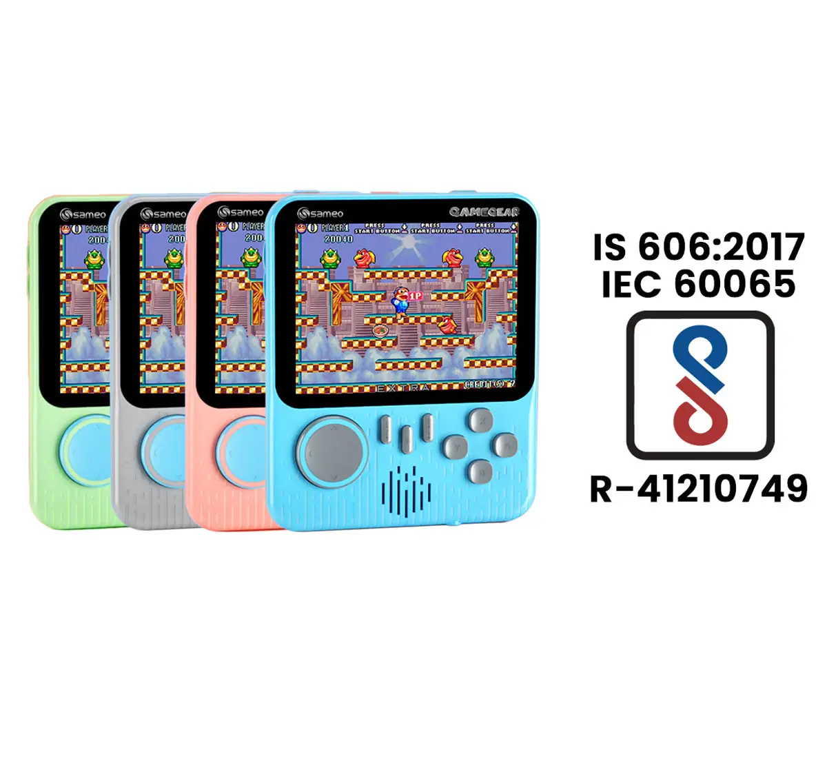 Sameo Gamegear Handheld Retro Mini Video Game Console, 666 Classic Games, Compatible with TV, 8 Bit Classic, Candy Pink, 5Y+