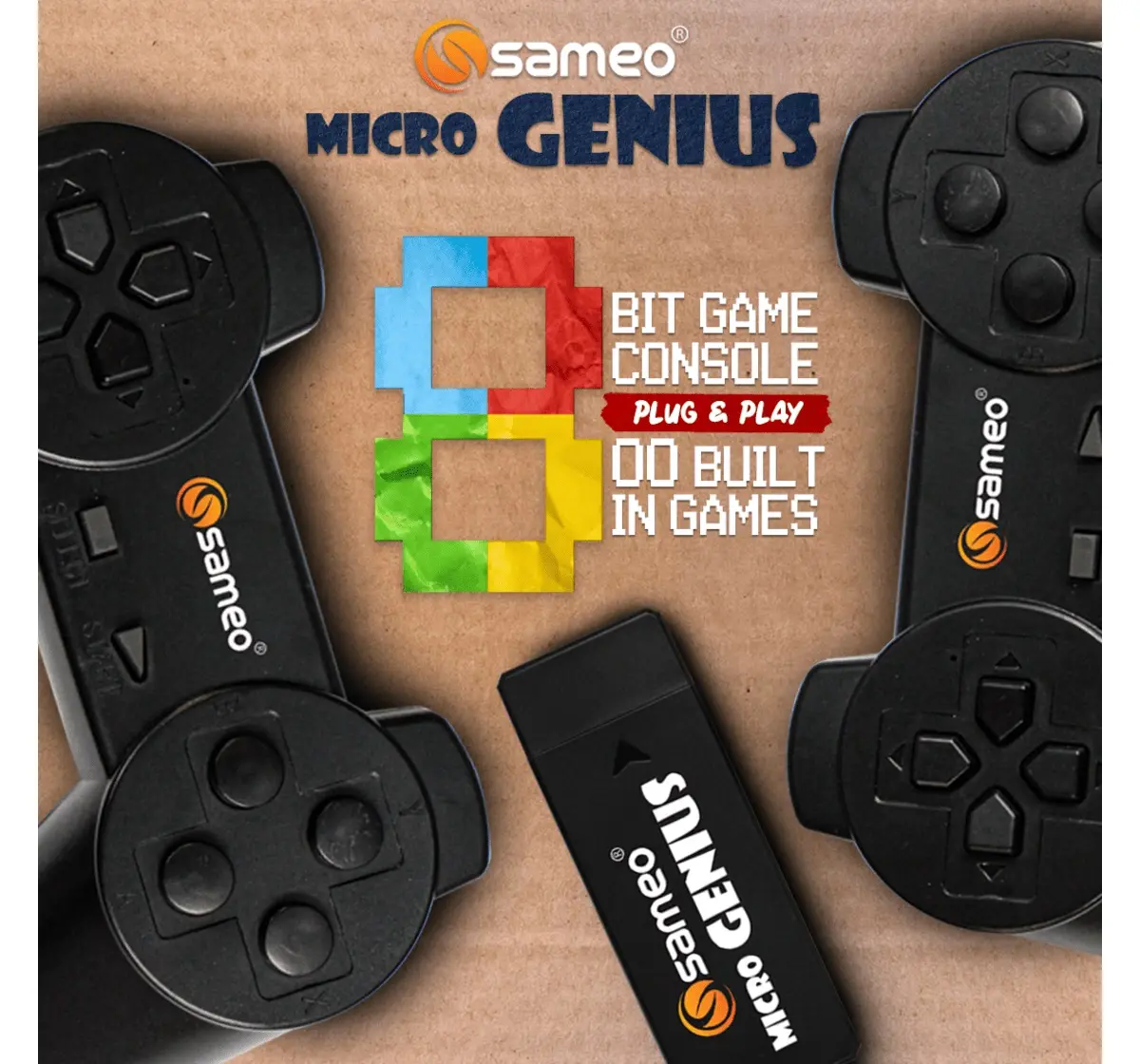 Sameo Micro Genius 8-Bit HDMI Video Gaming Console for TV, 800 Built In 8 Bit HD Games, Black, 5Y+