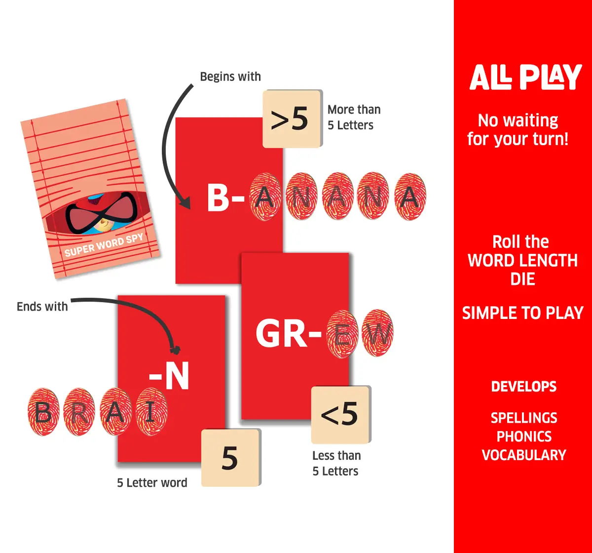 Chalk and Chuckles Chalk and Chuckles Super Word Spy Speedy Card Game of Word Play, 9Y+, Multicolour