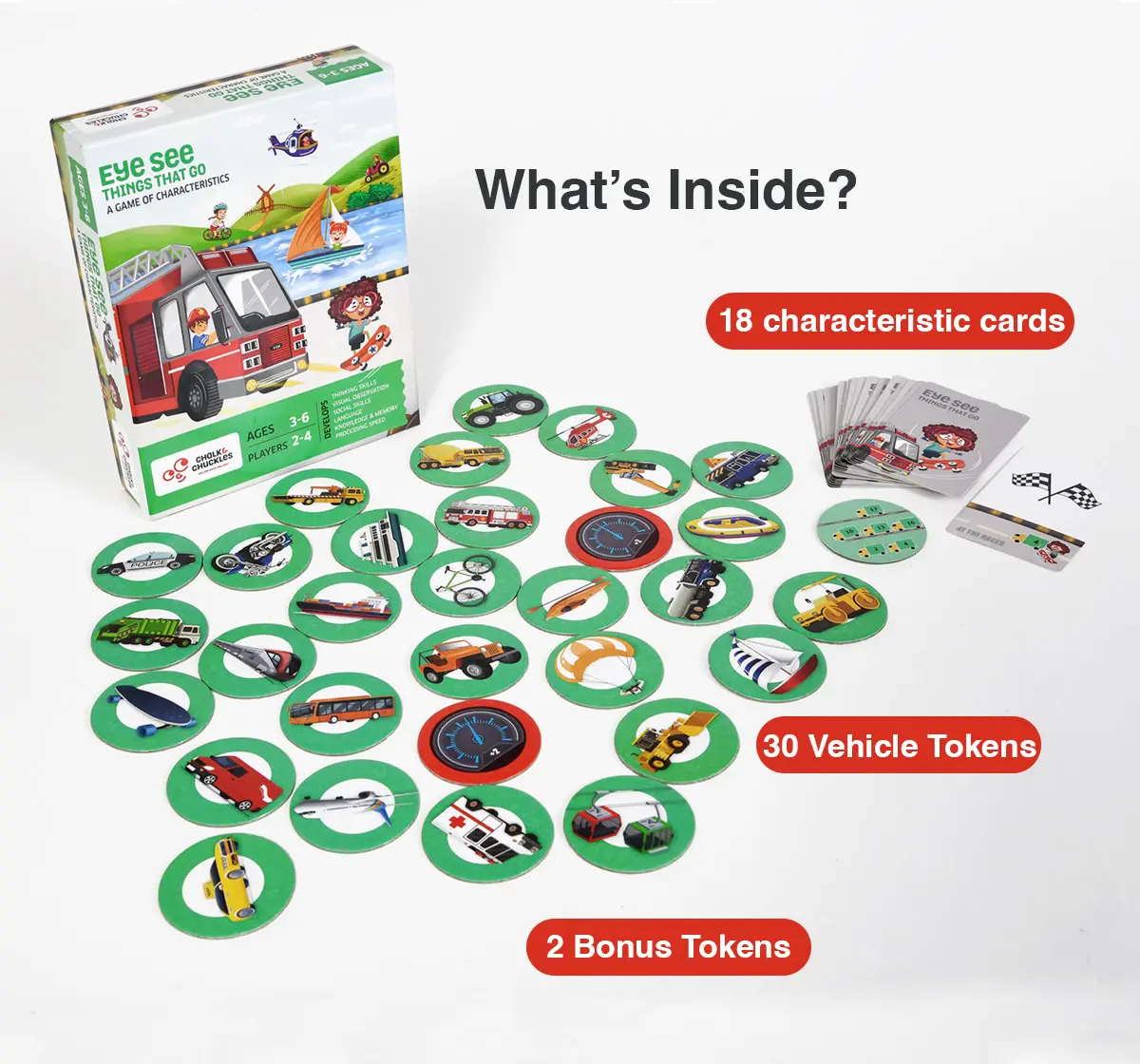Chalk and Chuckles Eye See-Things That Go Game of Characterisitics, 3Y+, Multicolour