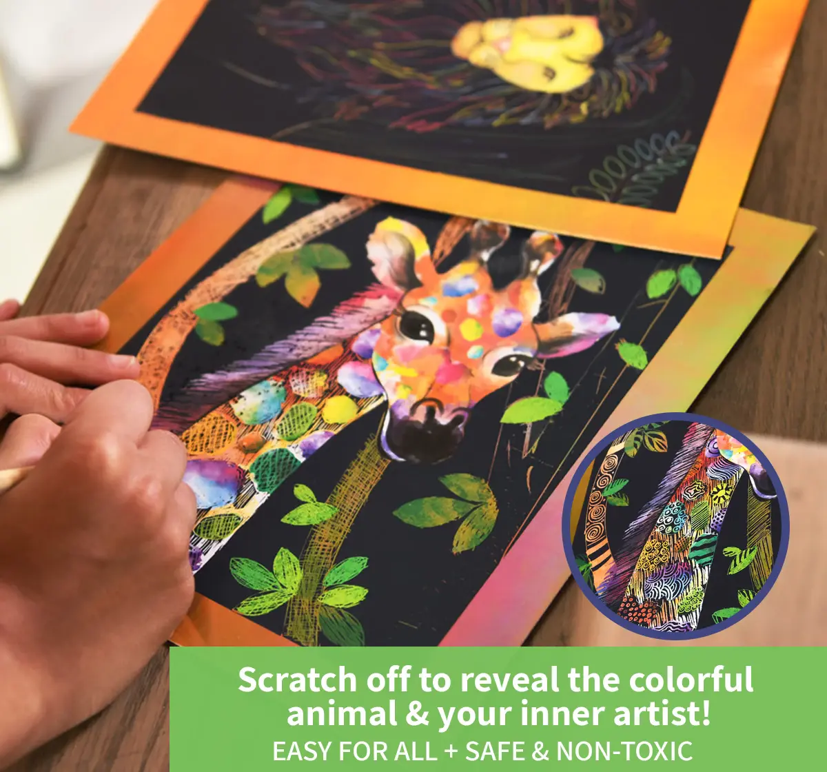 Chalk and Chuckles Animal Power Scratch Art Kit with Stickers, 6Y+, Multicolour