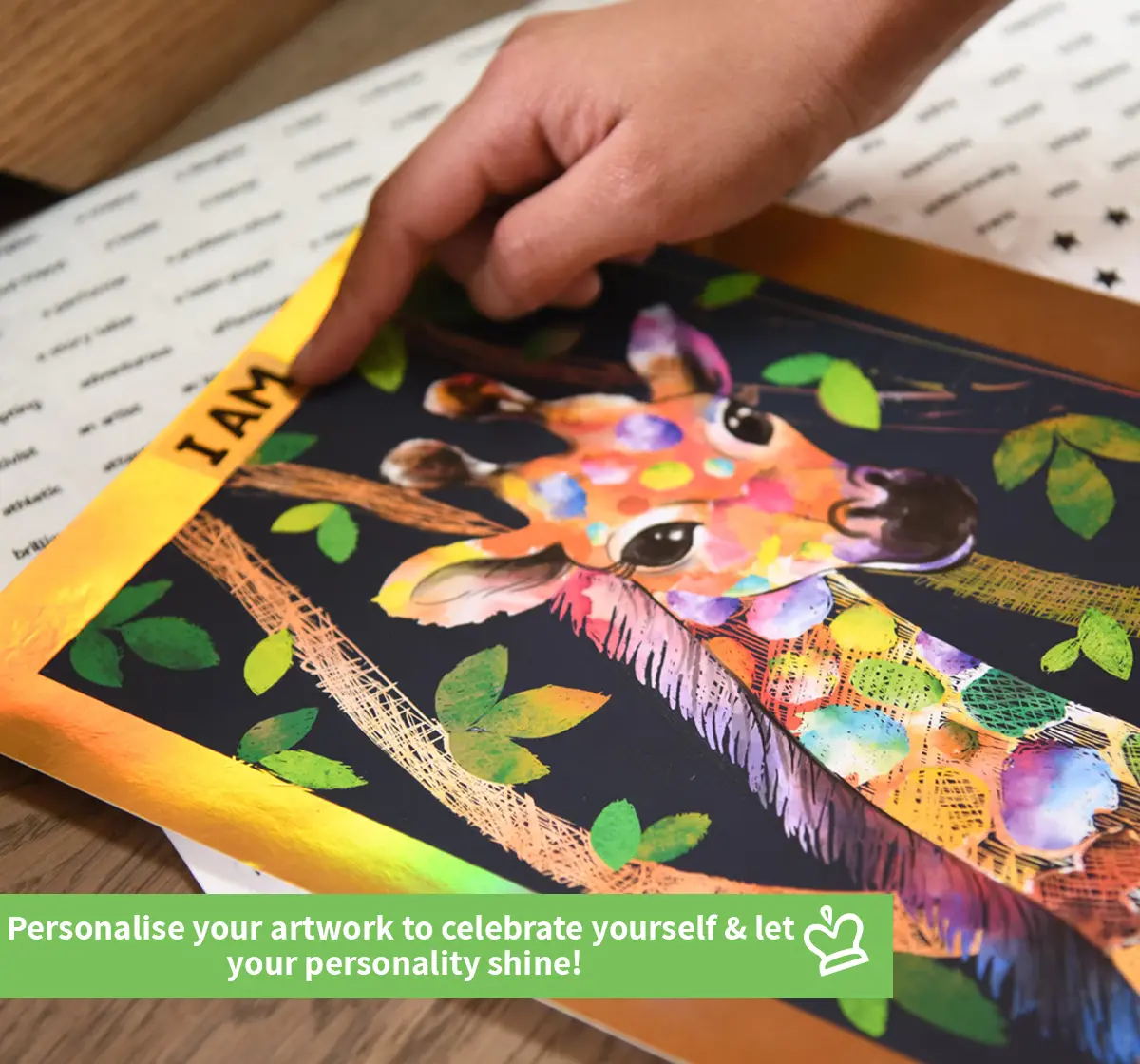 Chalk and Chuckles Animal Power Scratch Art Kit with Stickers, 6Y+, Multicolour