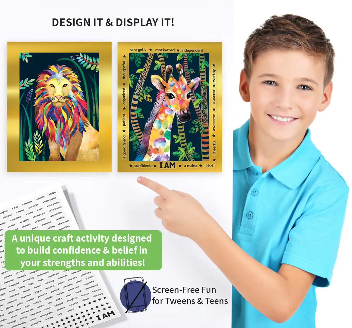 Chalk and Chuckles Animal Power Scratch Art Kit with Stickers, 6Y+, Multicolour