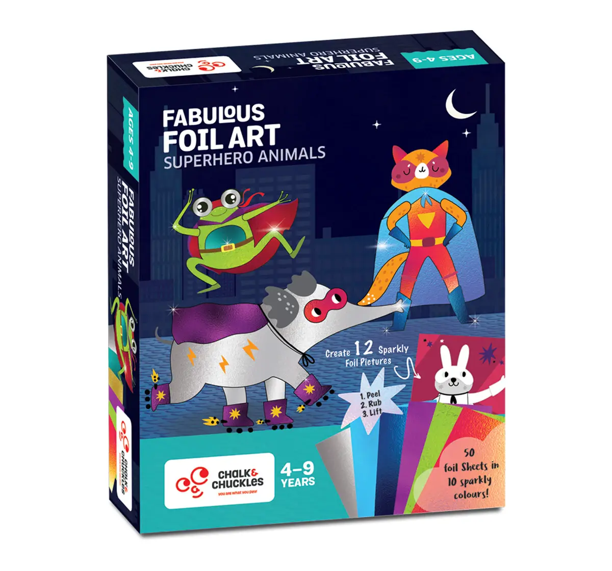 Chalk and Chuckles Fabulous Foil Art Superhero Animals, 4Y+, Multicolour