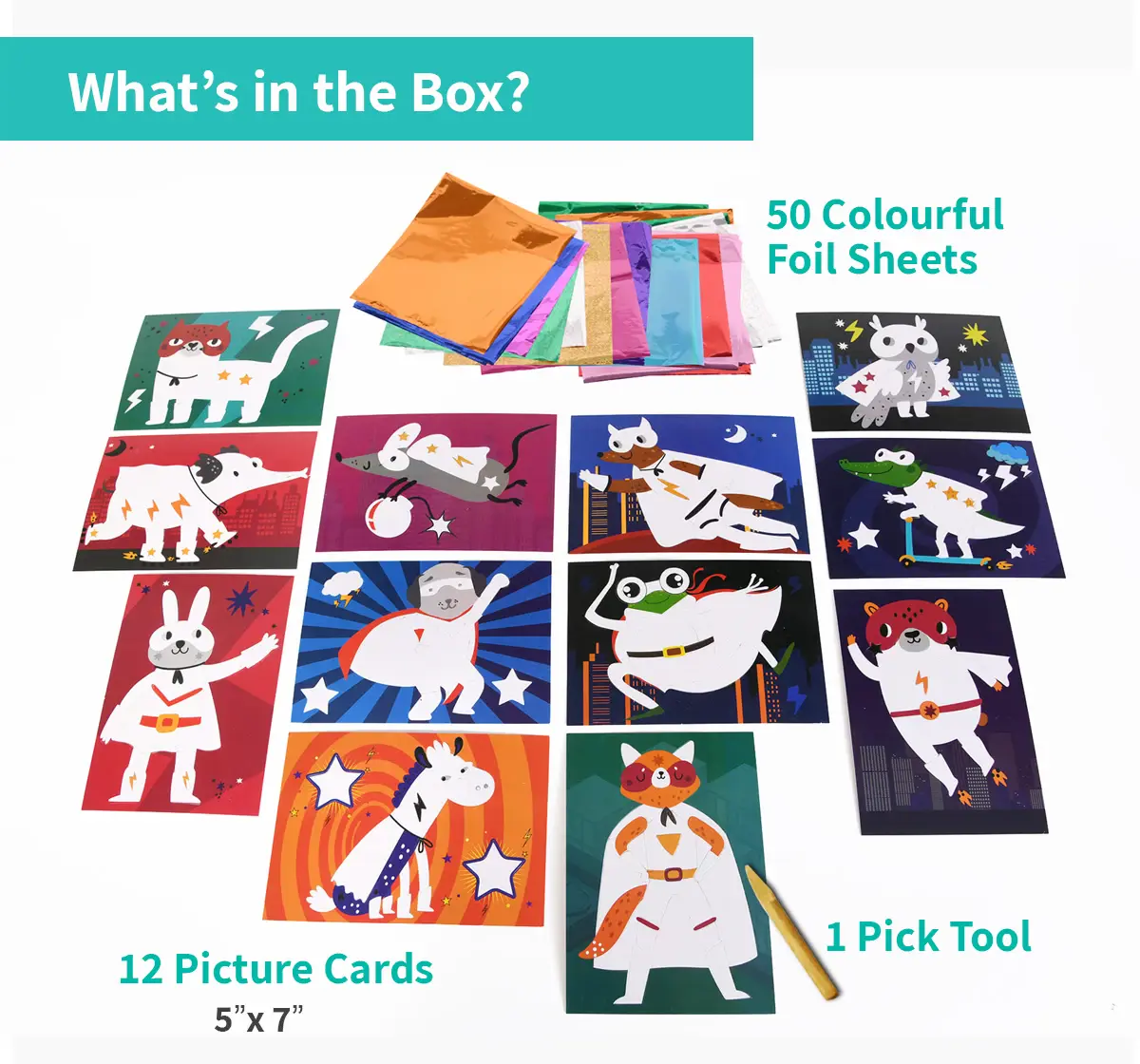 Chalk and Chuckles Fabulous Foil Art Superhero Animals, 4Y+, Multicolour