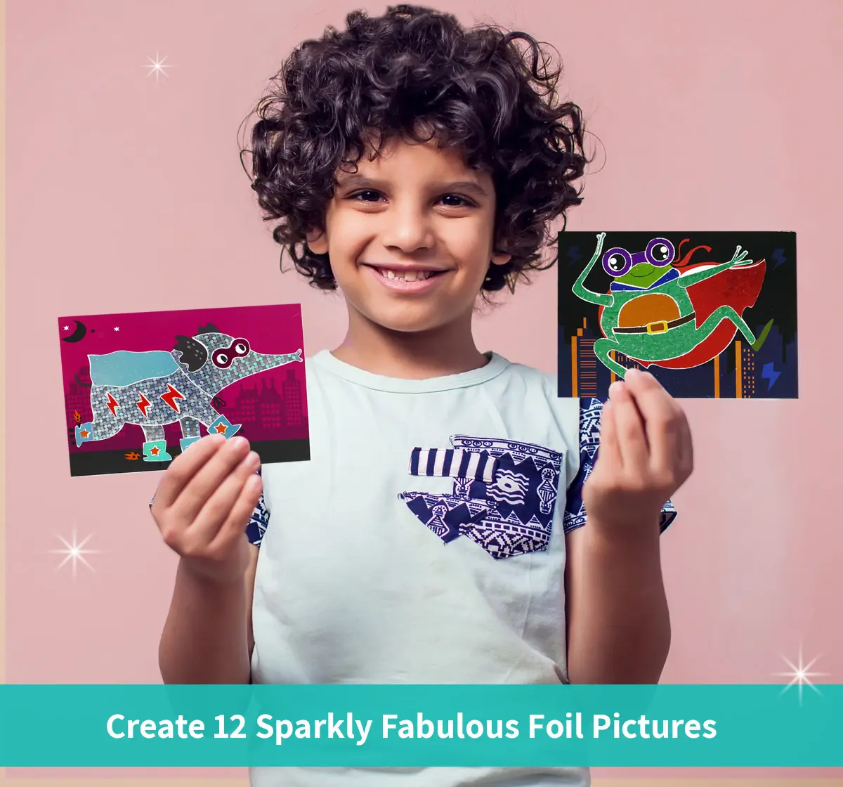 Chalk and Chuckles Fabulous Foil Art Superhero Animals, 4Y+, Multicolour