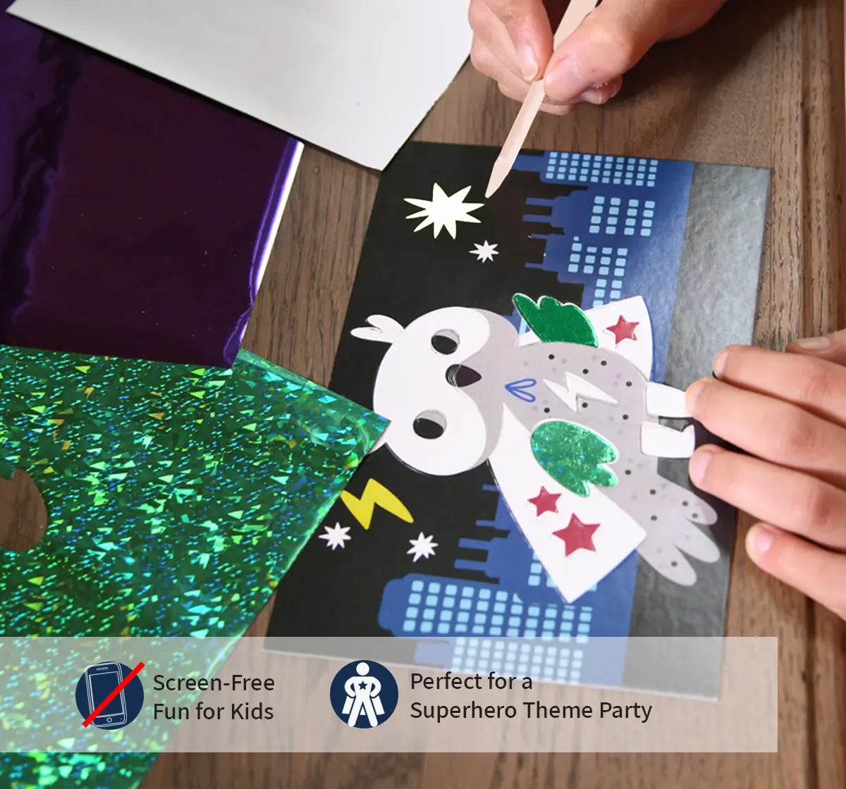 Chalk and Chuckles Fabulous Foil Art Superhero Animals, 4Y+, Multicolour