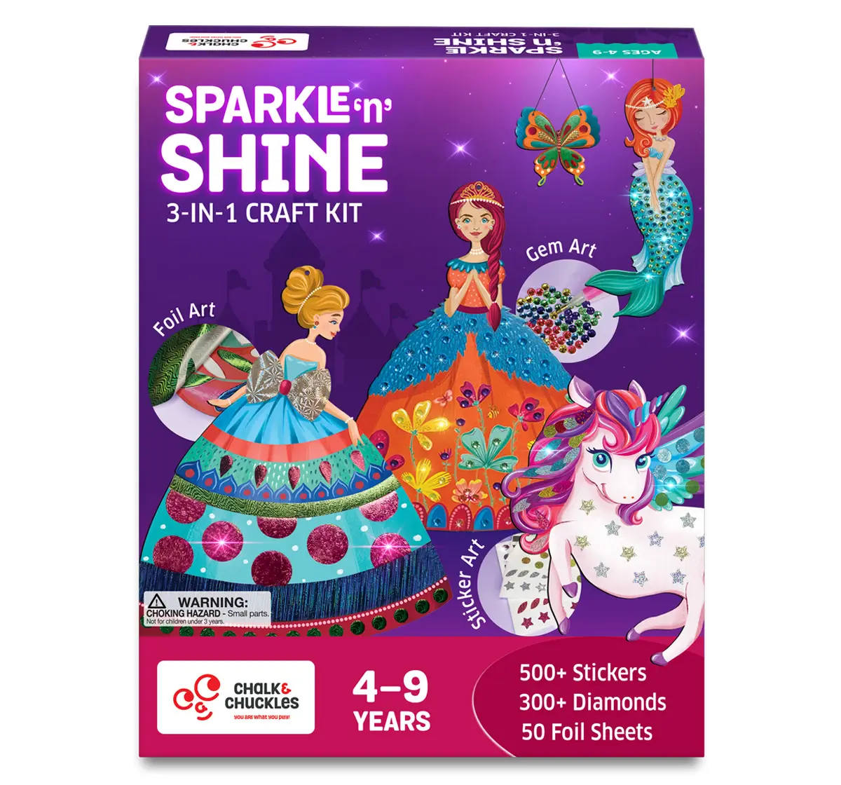 Chalk and Chuckles Sparkle n Shine Foil Art and Diamond Painting, 4Y+, Multicolour
