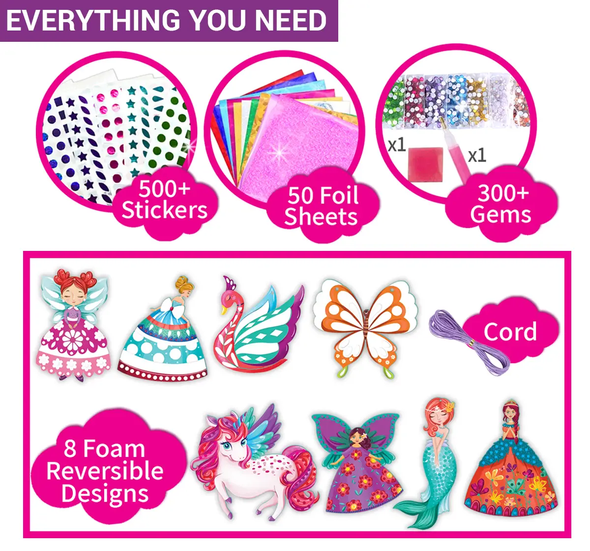 Chalk and Chuckles Sparkle n Shine Foil Art and Diamond Painting, 4Y+, Multicolour