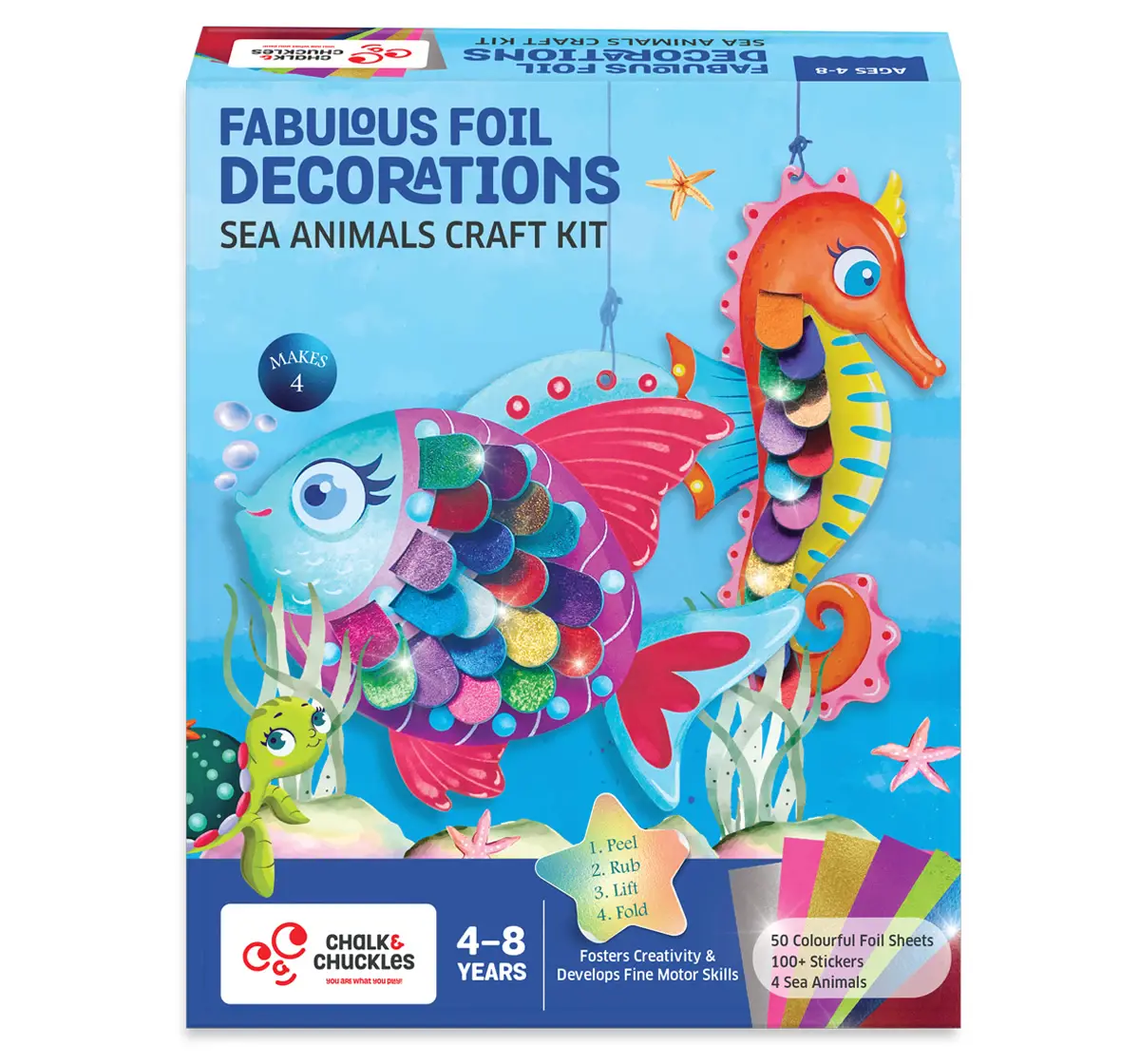 Chalk and Chuckles Fabulous Foil Decorations-Sea Animals, 4Y+, Multicolour