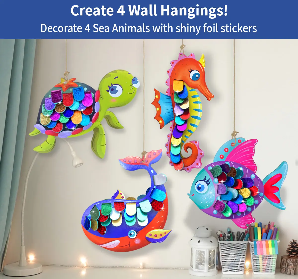 Chalk and Chuckles Fabulous Foil Decorations-Sea Animals, 4Y+, Multicolour
