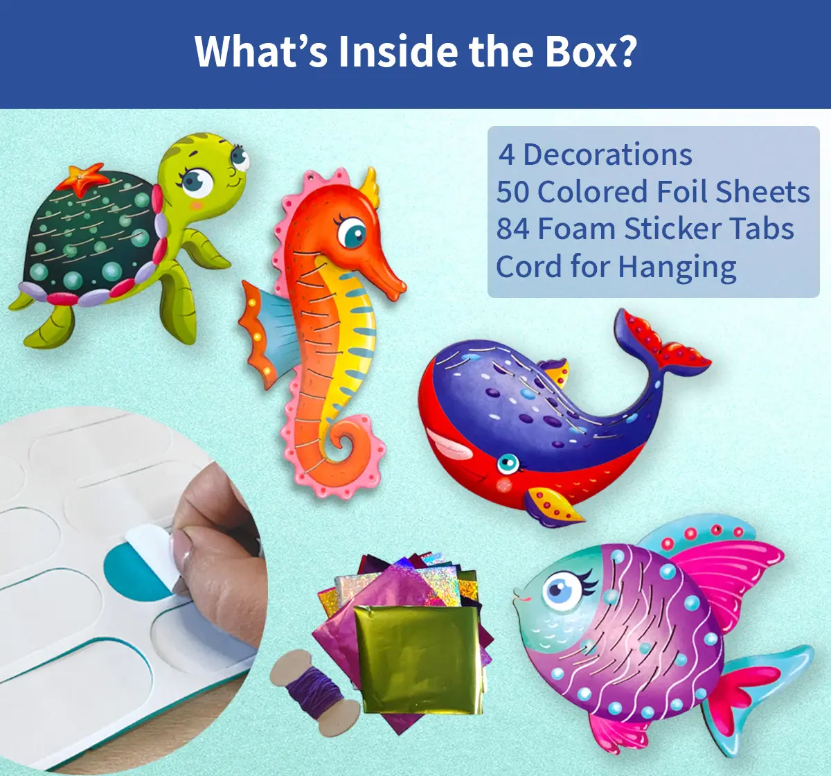 Chalk and Chuckles Fabulous Foil Decorations-Sea Animals, 4Y+, Multicolour