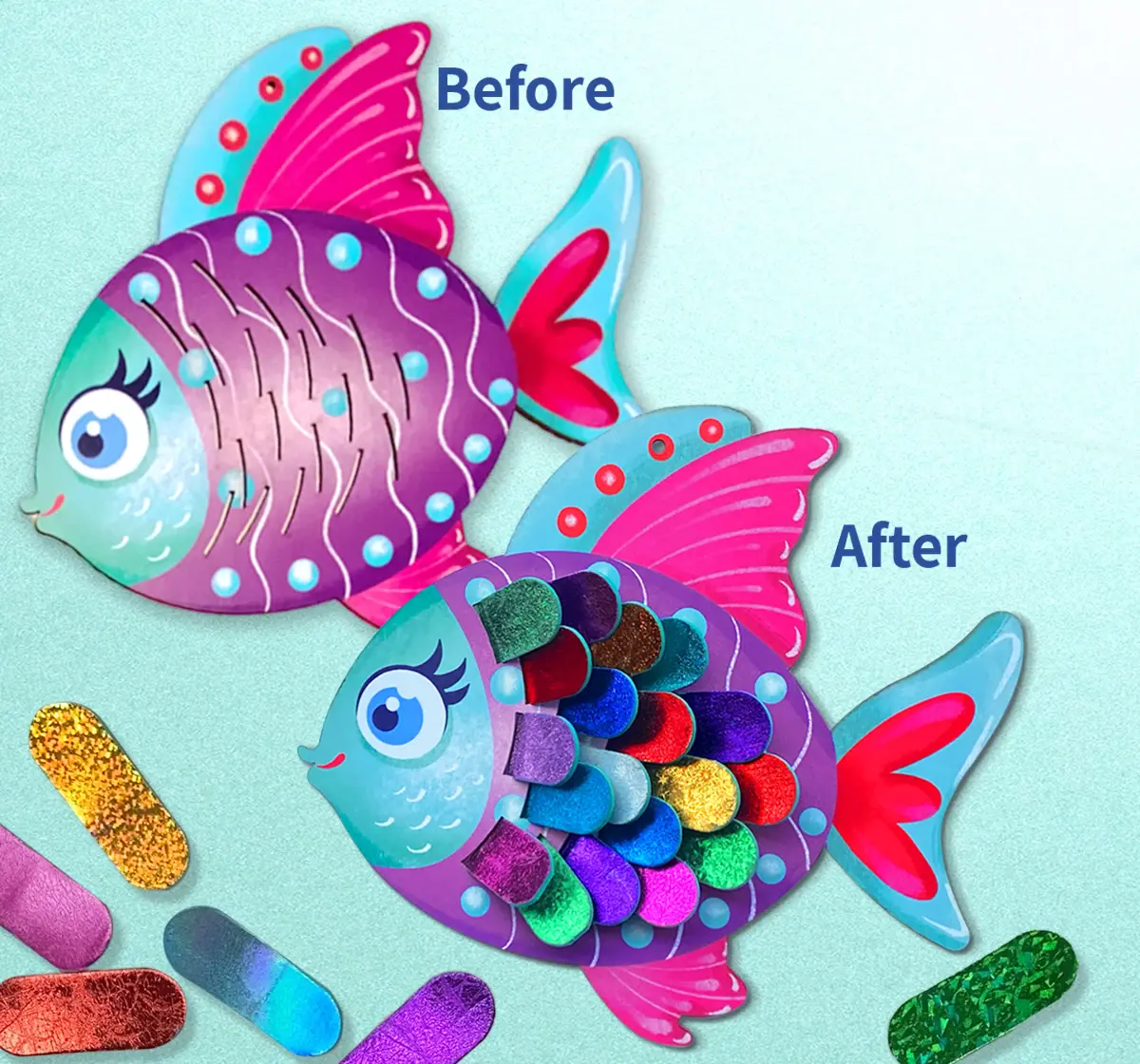 Chalk and Chuckles Fabulous Foil Decorations-Sea Animals, 4Y+, Multicolour