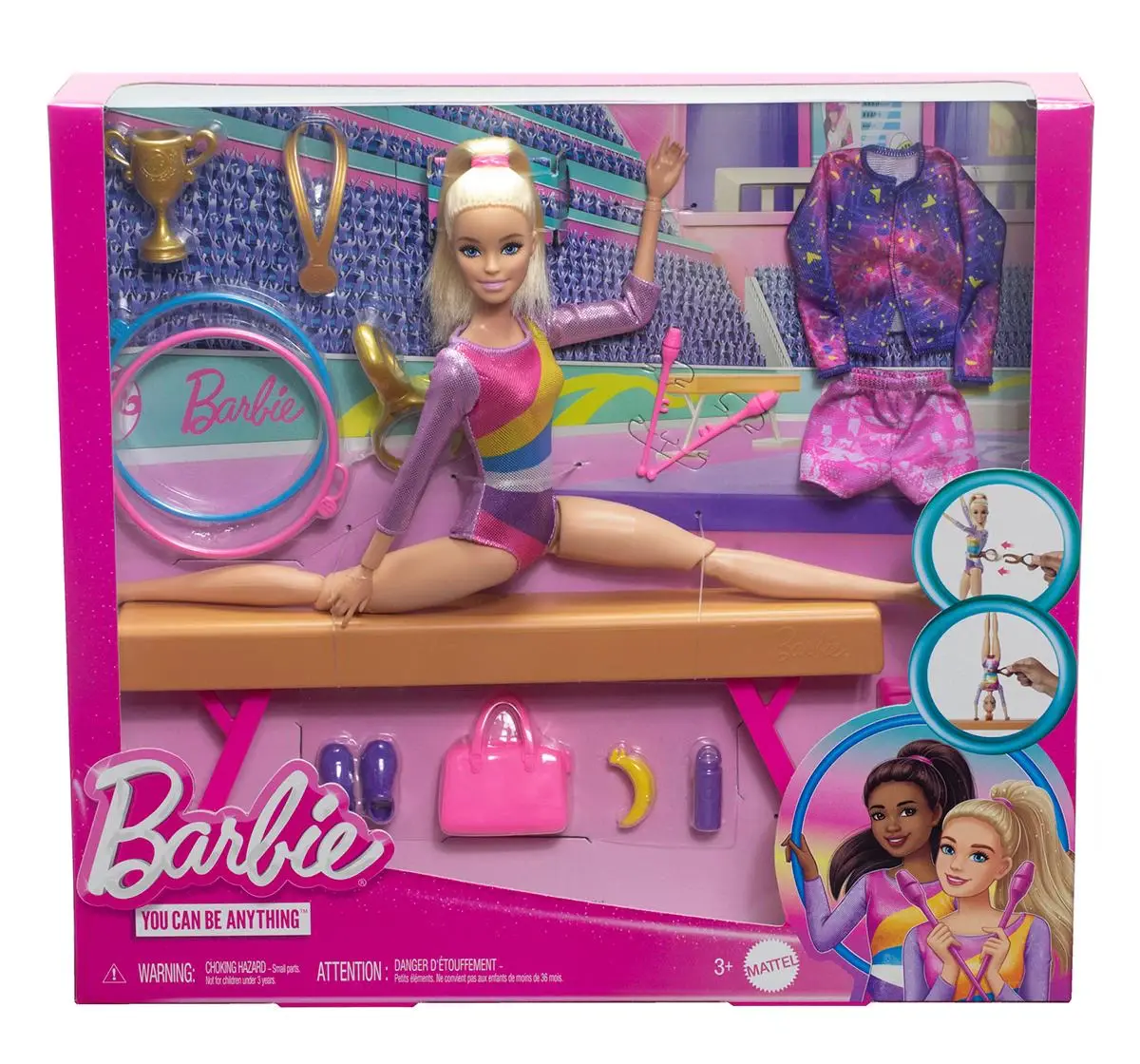 Barbie Gymnastics Doll & Accessories, Playset with Blonde Fashion Doll, Multicolour, 3Y+