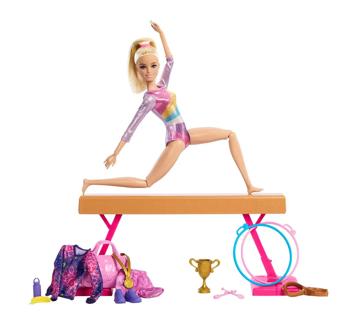 Barbie Gymnastics Doll & Accessories, Playset with Blonde Fashion Doll, Multicolour, 3Y+