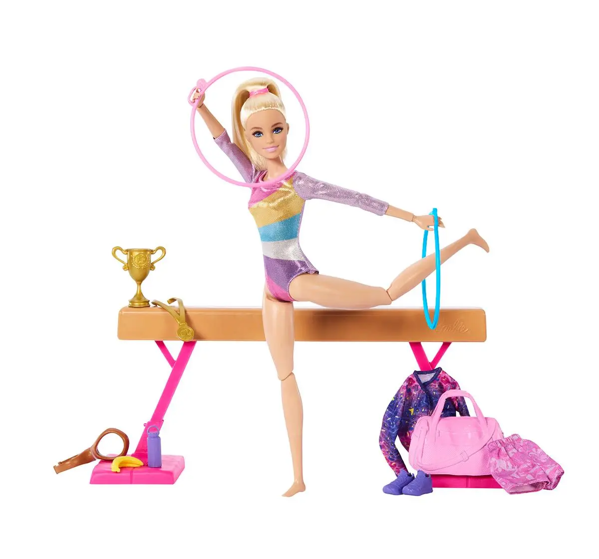 Barbie Gymnastics Doll & Accessories, Playset with Blonde Fashion Doll, Multicolour, 3Y+