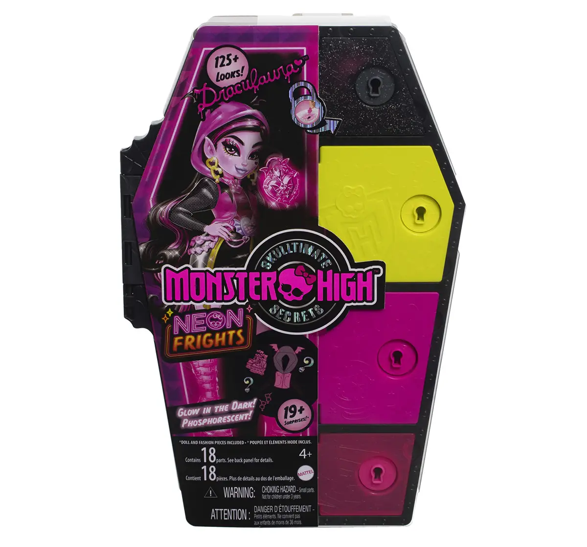 Monster High Skulltimate Secrets Neon Frights Draculaura Doll, 4Y+, Multicolour