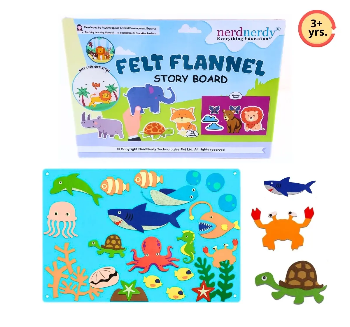 NerdNerdy Felt Flannel Story Board: Versatile tool for home & classroom, enhances expressive language skills in children, 3Y+