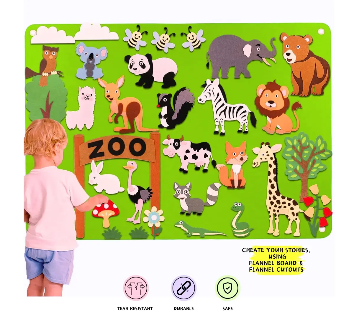 NerdNerdy Felt Flannel Story Board: Versatile tool for home & classroom, enhances expressive language skills in children, 3Y+