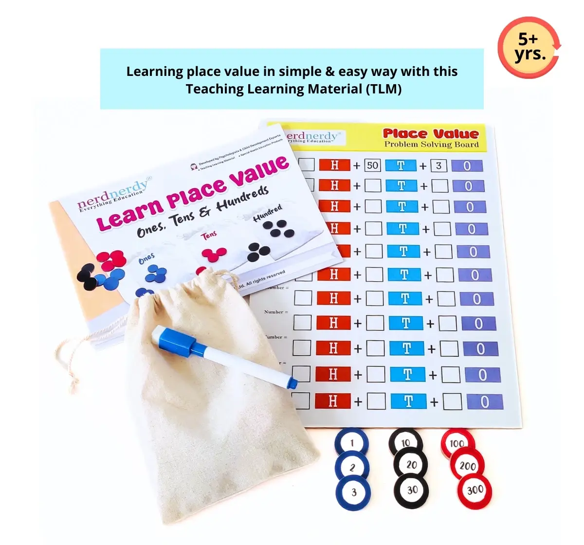 NerdNerdy Learn Place Value: Ones, Tens & Hundreds, 6Y+, Interactive Teaching Learning Material to teach place value concept